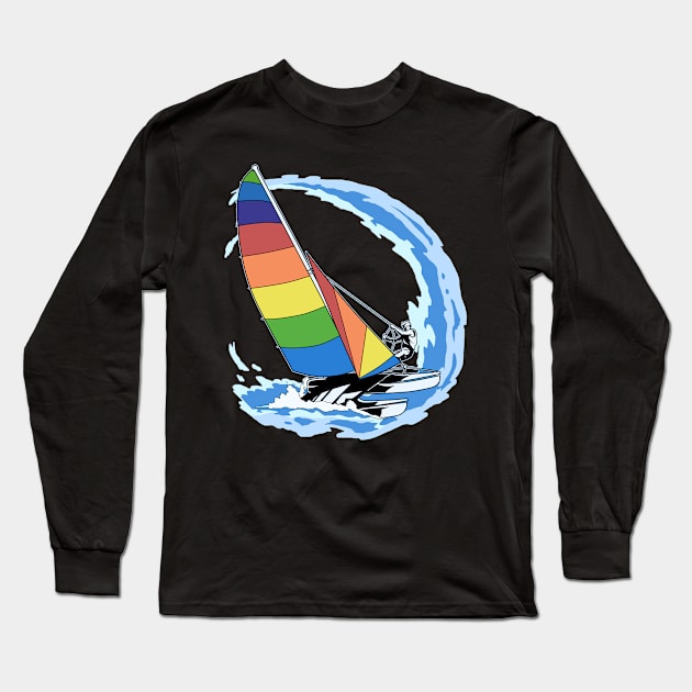 Sailboat Sailing Gift Design Vintage Sailor Ocean Wave Tee Long Sleeve T-Shirt by Linco